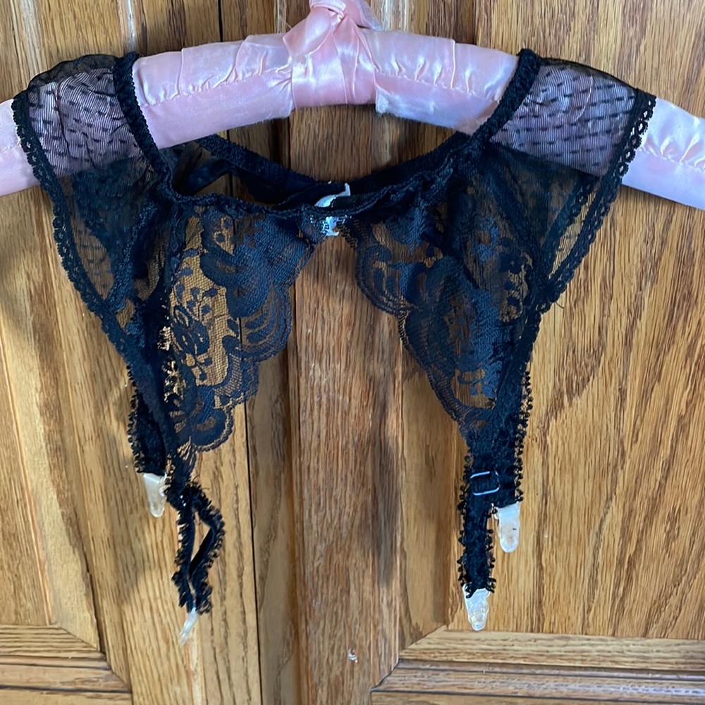 Vintage black lace garter belt